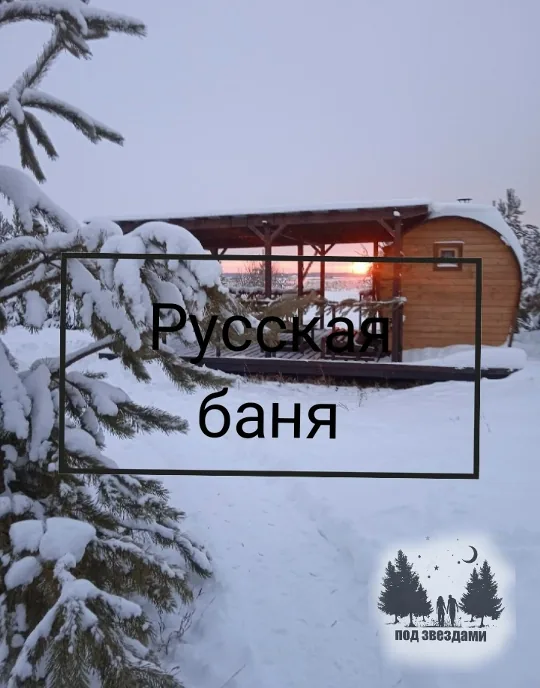 Русская баня на дровах зимой